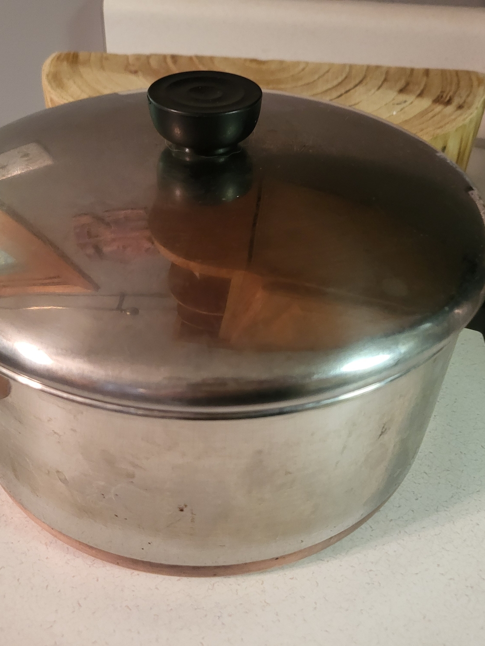 Vtg 1801 Revere Ware Copper Bottom 4.5 Qt-81 Stock Pot/Dutch Oven w Lid 4 1/2 Qt
